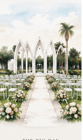 Watercolor illustration of the engagement venue